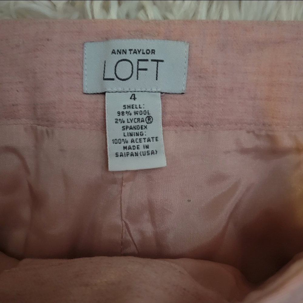 LOFT Pink Heathered Wool Blend wide leg trouser size 4 - Picture 4 of 12